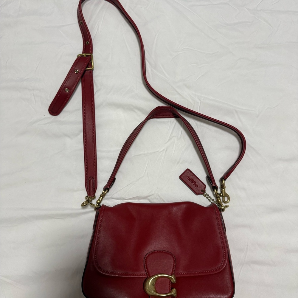 Coach Soft Tabby Red Leather Shoulder Bag - Picture 2 of 6